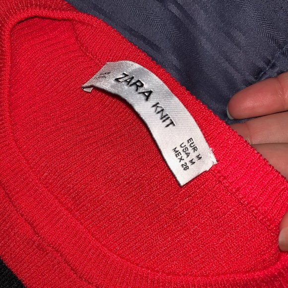 New Zara Red & Black Striped Knit Long Sleeve - Picture 11 of 12